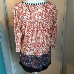 Vintage America Boho Pleated Notch Neck Oversized Peasant Blouse thumbnail 5