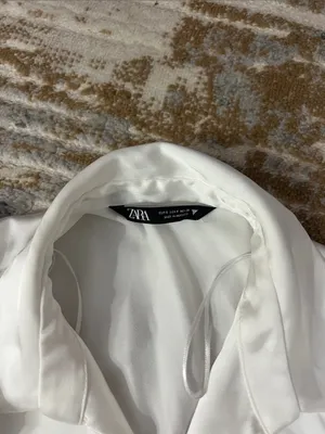 Zara White Satin Collared Mini Dress thumbnail 2