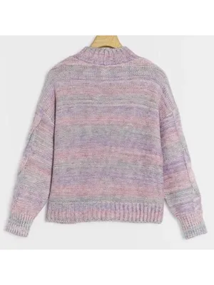 Maeve Anthropologie Rachel Textured Knit Mock Neck Sweater Lavender Women Medium thumbnail 12