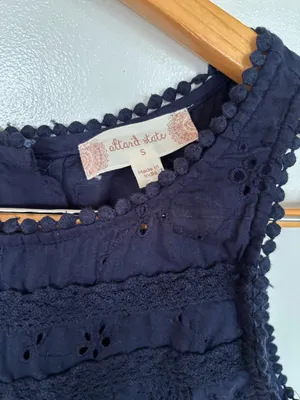 Altar'd State Navy Eyelet Lace Trim Sleeveless Tank thumbnail 3