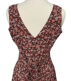 Vintage Sostanza Romper Ditsy Floral Button Front Mini Dress Burgundy Womens M thumbnail 9