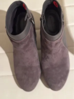 Bandolino BDLAPPO Grey Leather Suede Mixed Media Ankle Boots Womens 8M thumbnail 1