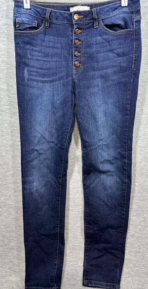KanCan Womens High-Waisted Skinny Jeans Button Fly Size‎ 11/29 Dark Wash thumbnail 1