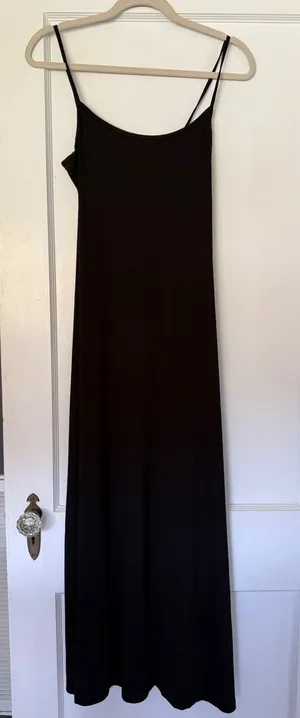 ASOS Classic Black Maxi Slip Dress with Thin Straps thumbnail 1