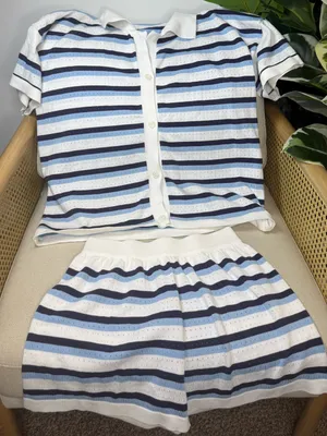 Stripe Coverup / Lounge Set Size medium Blue thumbnail 2