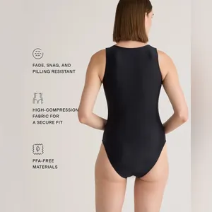 NIB Quince Italian Zip-Front One-Piece Swimsuit Black Women's Size Large thumbnail 5