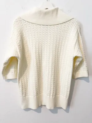 Varley Arney Half Zip Knit Polo Sweater Size Medium Pointelle Top thumbnail 11