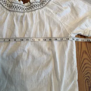 Sundance Gauze Peasant Top White 100%‎ Cotton Smocked Eyelet Boho Granola Girl M thumbnail 8