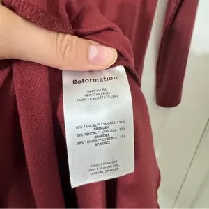 Reformation Coen Jersey Knit Long Sleeve Square Neck Mini Dress Chianti Medium thumbnail 8