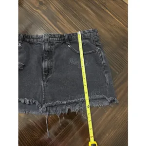 Free People Distressed Black Mini Skirt Size 10 Denim thumbnail 7