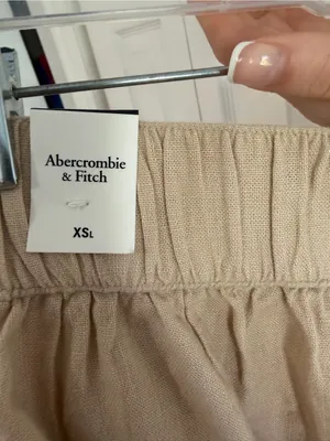 Abercrombie & Fitch Linen Elastic Waist Pant Tan Size XS Long NWT thumbnail 5