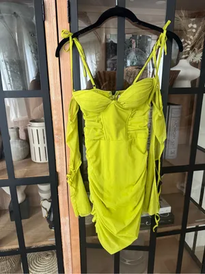Oh Polly emalee corset mini dress fairycore tie front bodycon sexy lime ruched thumbnail 8