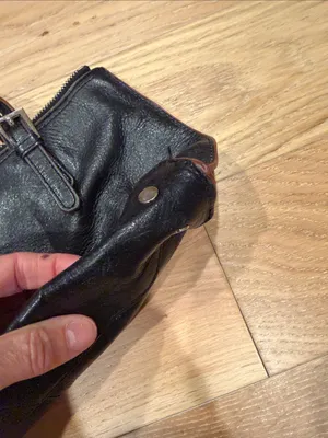 HOBO Black Leather Shoulder Bag with Brown‎ Trim thumbnail 4