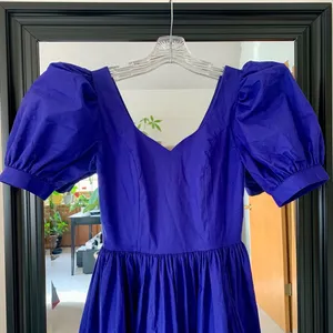 LAURA ASHLEY Vintage 80’s Purple Blue Puff Sleeve Dress thumbnail 2