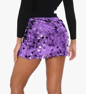 Amazon Low-rise Purple Sequin Skirt thumbnail 5