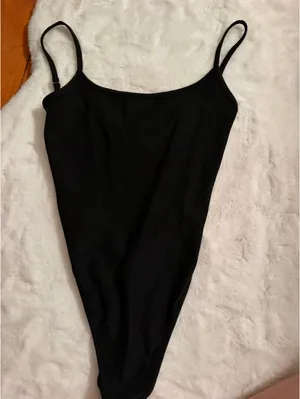 Black Open Back Bodysuit Shein thumbnail 3