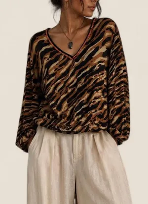 Anthropologie Blank London Tiger Animal Print Boho Indie Sleaze Top Size S thumbnail 1