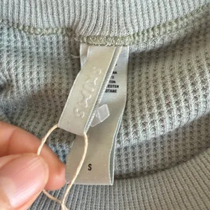 SKIMS Sage Long Sleeve Tee Side Small Cotton Blend Ribbed in Mineral thumbnail 5