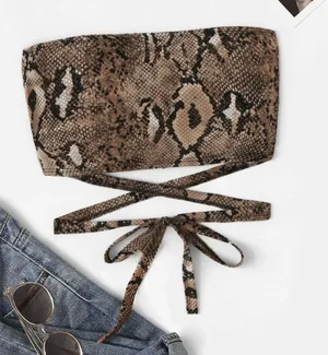 SheIn snakeskin cropped tube top thumbnail 1