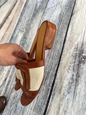 Franco Sarto Brown & Cream Slip-On Sandals thumbnail 5
