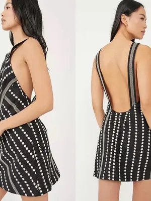 Free People Juni Cotton Black & White Embroidered Flower Pattern Dress NWT M thumbnail 3
