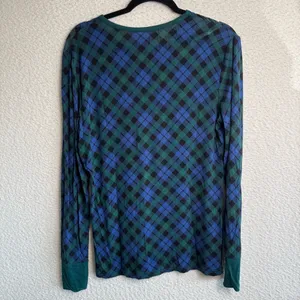 Little Sleepies Bamboo‎ Women’s Navy Green Tartan Plaid Pajama Top Size Small thumbnail 8