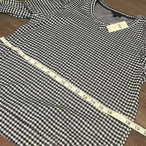 Anthropologie Blue and White Gingham Long Sleeve Top Sz M NWT thumbnail 4