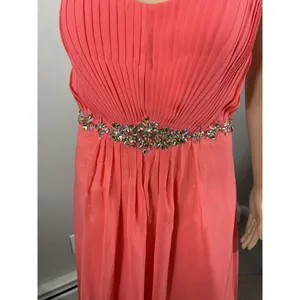 May Queen Couture 10 Pink Strappy Rhinestone‎ Accent Maxi Chiffon Formal Dress thumbnail 3