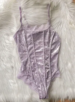 Light purple velvet bodysuit, brand new with tag thumbnail 1