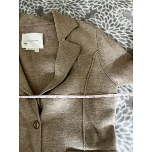 Anthropologie Tan Blazer Jacket Medium Gorpcore Academia Office Chic Minimalist thumbnail 5