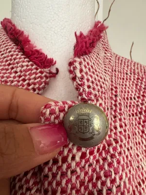 Zara Pink Tweed Fringe Blazer Jacket Size Medium thumbnail 5