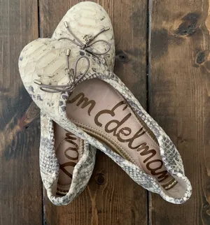 Sam Edelman Cream Snake Print Flats thumbnail 1