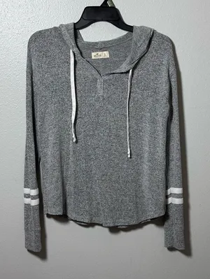 Hollister Women Gray Hoodie Sweatshirt Long‎ Sleeve Size Small thumbnail 1