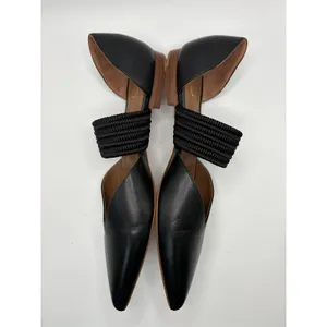 Malone Souliers Maureen‎ Pointed Toe Black Leather Corded Strap Flats Shoes thumbnail 6
