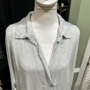 Free People “Can’t Fool Me” Collared Draped Top Gray Size M thumbnail 3