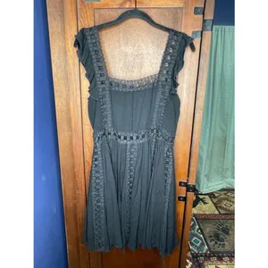 Buddy Love Black Lace Babydoll Mini Dress Small Flutter Sleeve Boho Coquette thumbnail 3