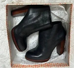 Gianni Bini Black and Brown Leather Ankle Booties thumbnail 1