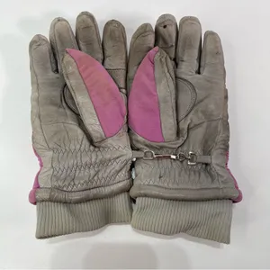 Vintage Serus Winter Ski Snow Mittens Gloves Cowhide Leather Grey Pink Women M thumbnail 3