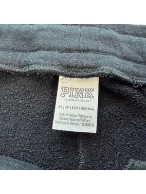Victoria’s Secret PINK Black Logo Tape Side Stripe Fleece Jogger Sweatpants XS thumbnail 5