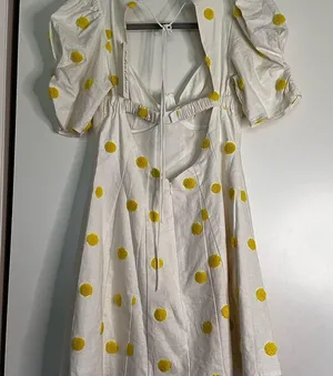 For Love And Lemons White and Yellow Mini Dress thumbnail 6