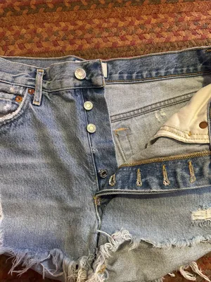 Agolde Light Blue Distressed cut off Jeans Shorts thumbnail 2