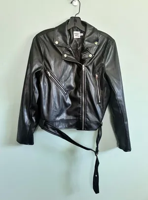 Princess Polly Women's Black Faux Leather Cropped Asym Punk Moto Jacket Sz 6 thumbnail 1