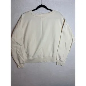 Maeve Anthropologie The Blue Pearl Miami Beach Graphic Sweatshirt Cream Large thumbnail 7