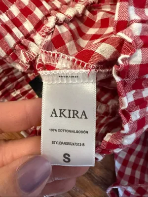 Akira gingham red and white wide leg side tie pant size small thumbnail 6