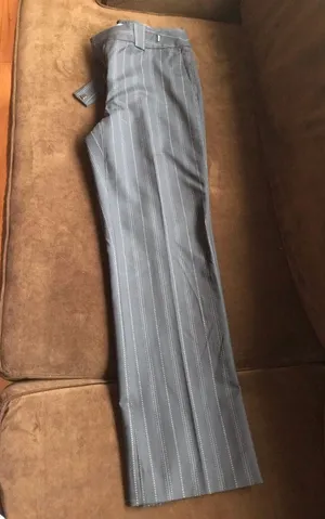 Loft Black White Striped Pleated Wide Leg Dress Pants Size 2 thumbnail 1