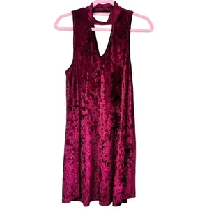 Altar’d State Burgundy Red Crushed Velvet Choker Dress Size Medium thumbnail 8