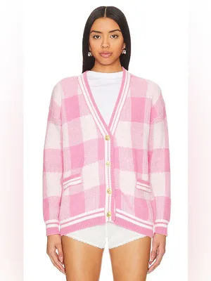 More to Come Revolve Bonnie Pink Plaid Cardigan Sweater XS thumbnail 3