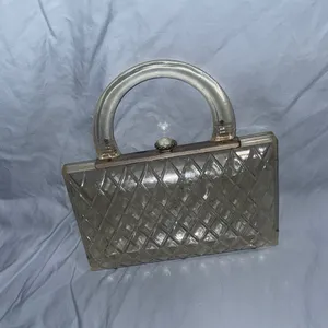 Vintage Clear Lucite with Rhinestones Convertible Clutch Purse thumbnail 2
