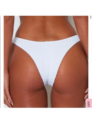 NWT White Fox Boutique Del Marco Bikini Bottom White Ribbed- Size Large thumbnail 8