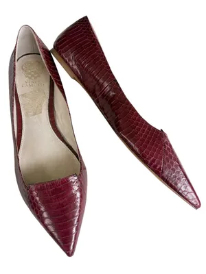 EUC Vince Camuto Leather Pointed Toe Flats Burgundy Size 12 thumbnail 1